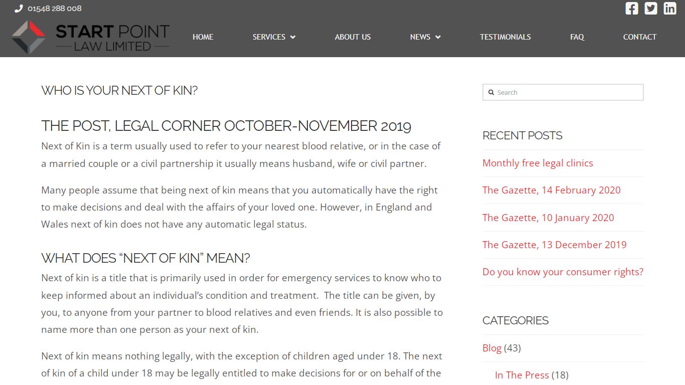 Who is your next of kin? | Start Point Law