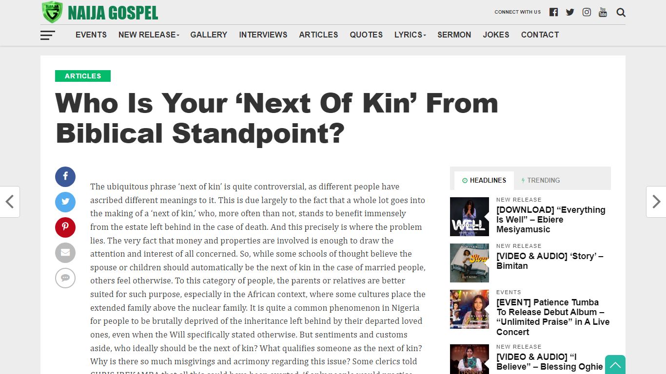 Who Is Your ‘Next Of Kin’ From Biblical Standpoint?